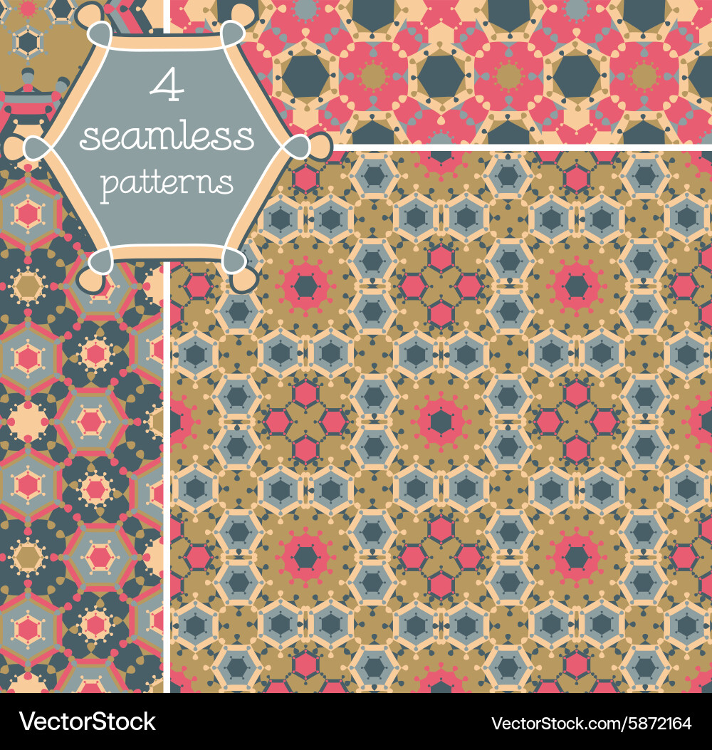 4 different seamless patterns tiling vector image