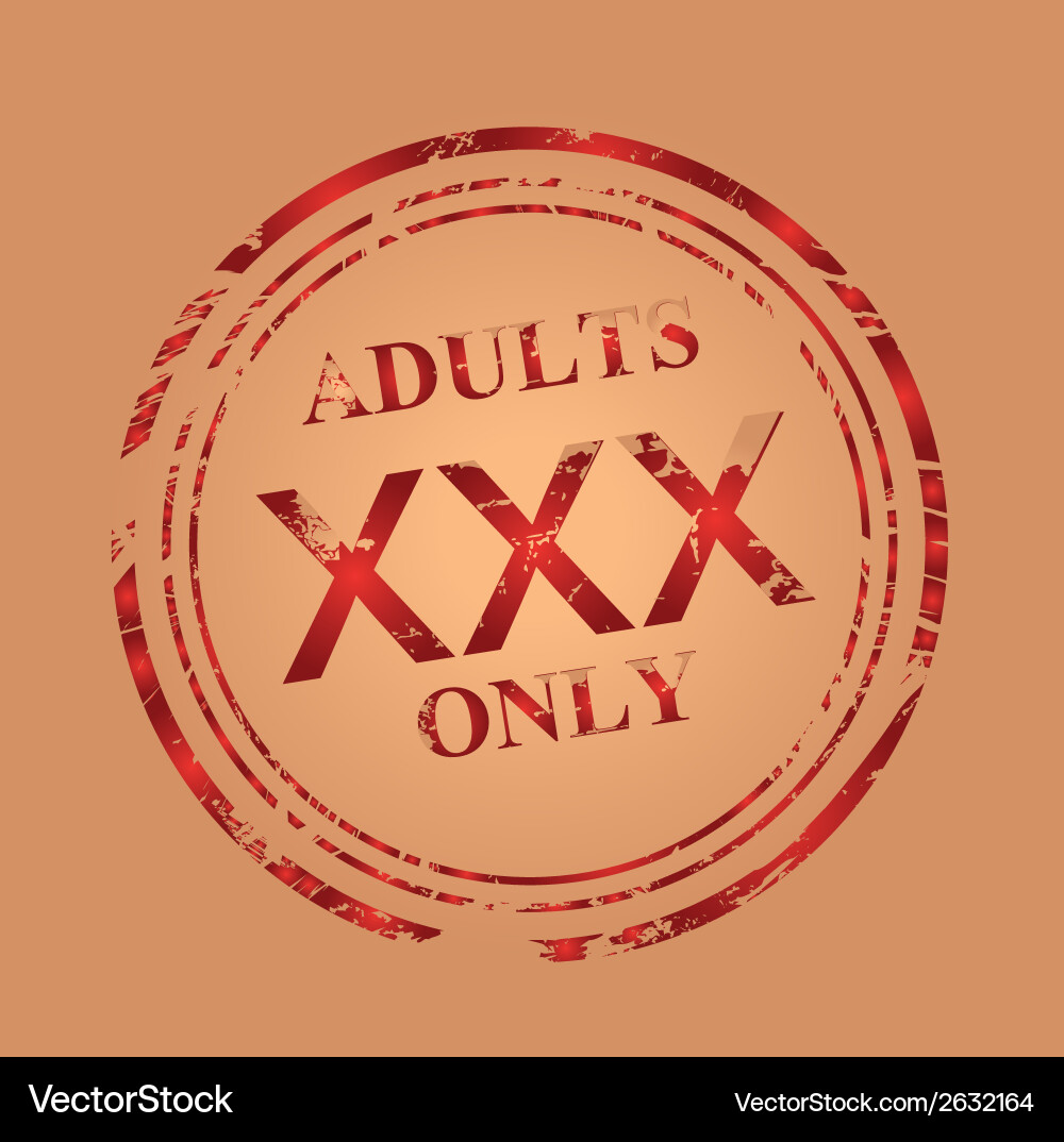 A red round icon with some erotic text inside Vector Image