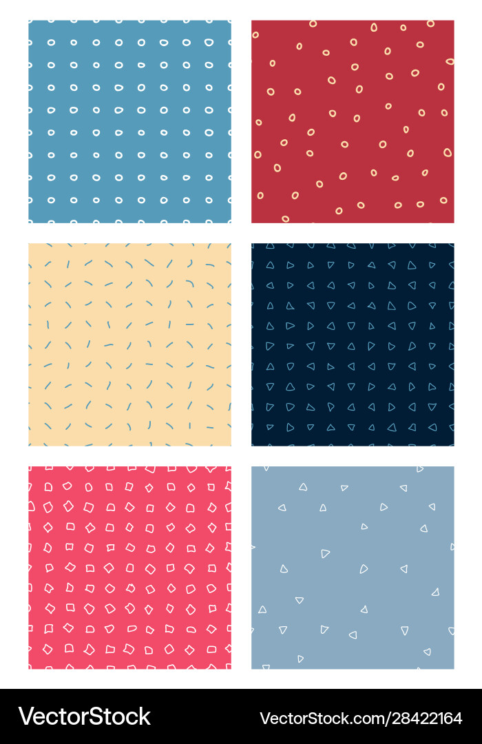 Abstract hand drawn color seamless patterns set Abstract hand drawn color seamless patterns set vector image