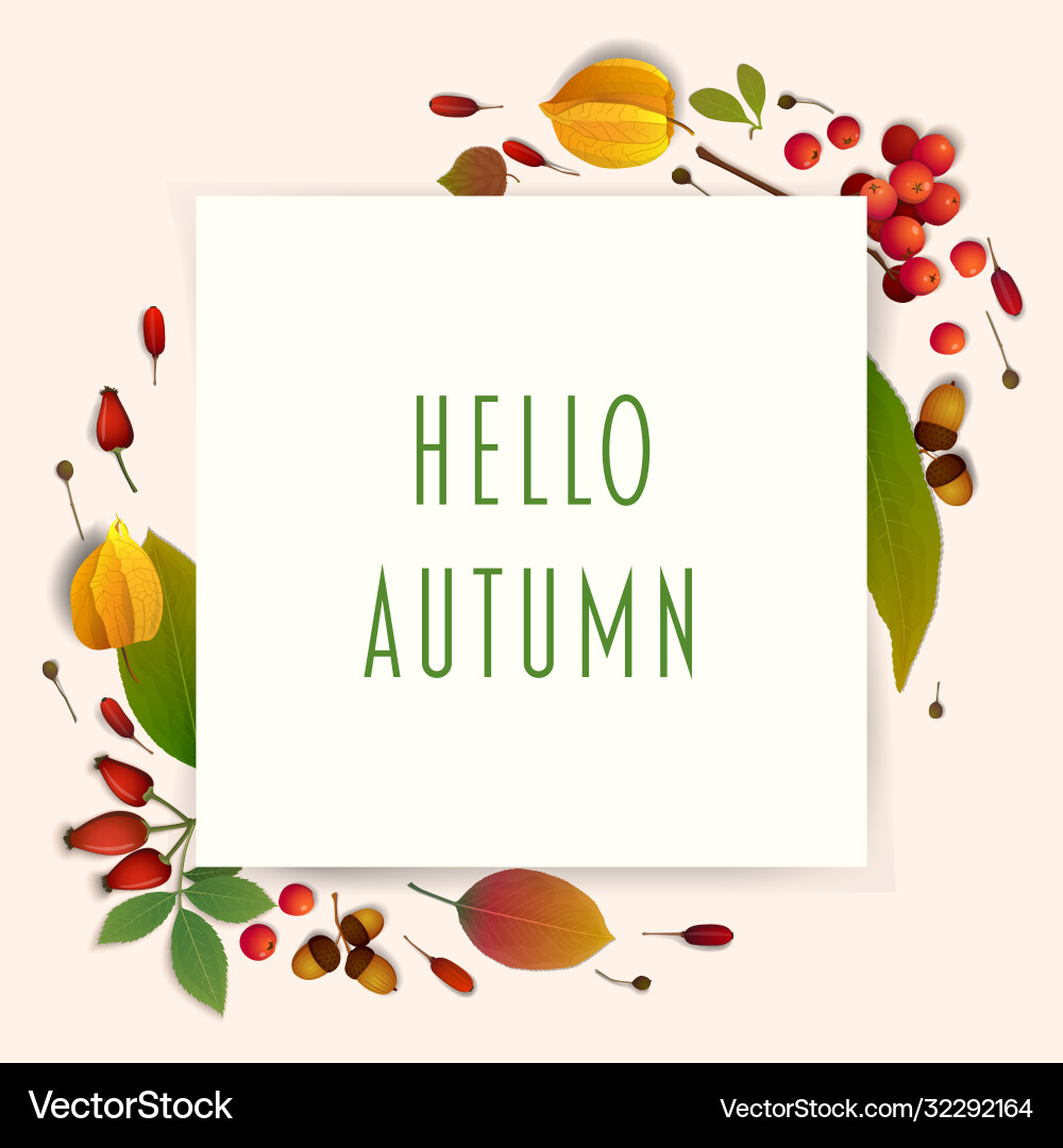 Autumn composition with leaves on beige Autumn composition with leaves on beige vector image