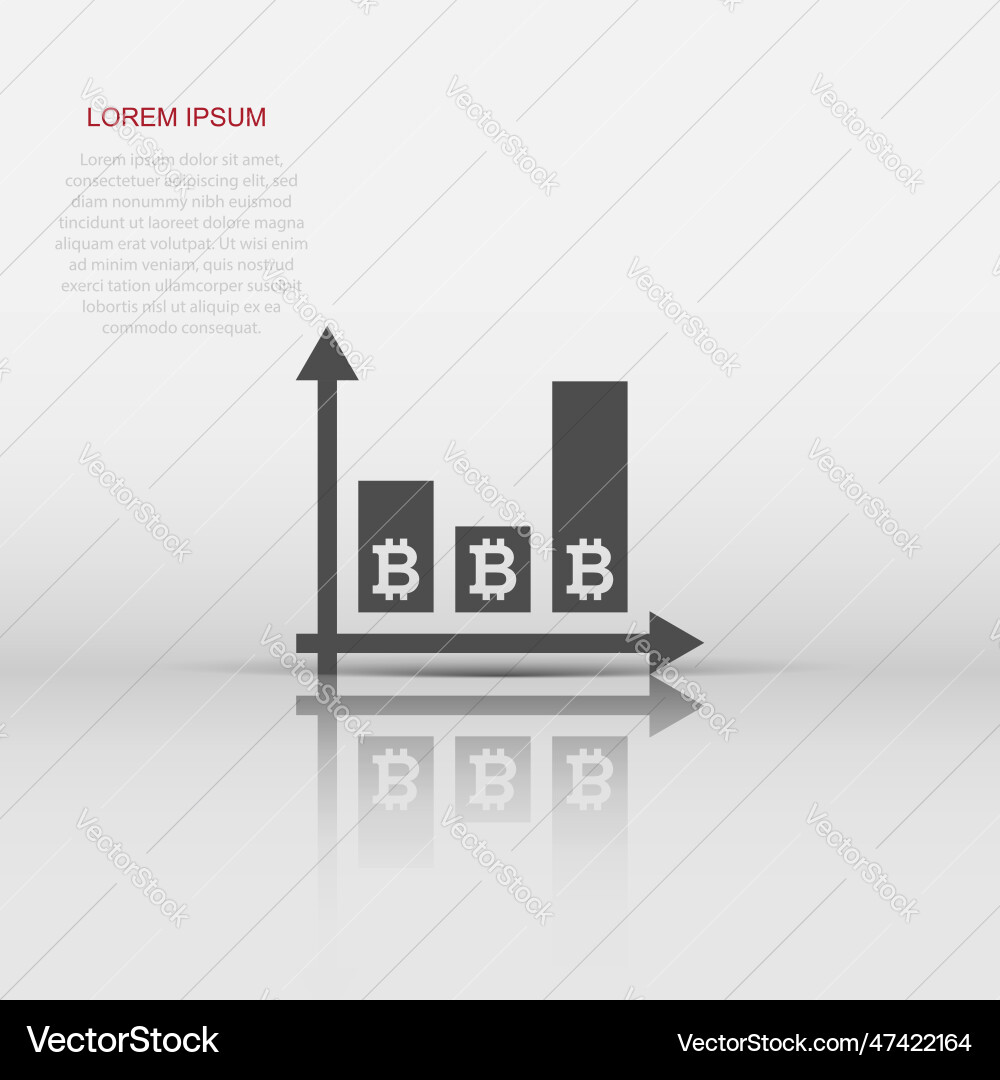 Bitcoin growth icon in flat style blockchain vector image