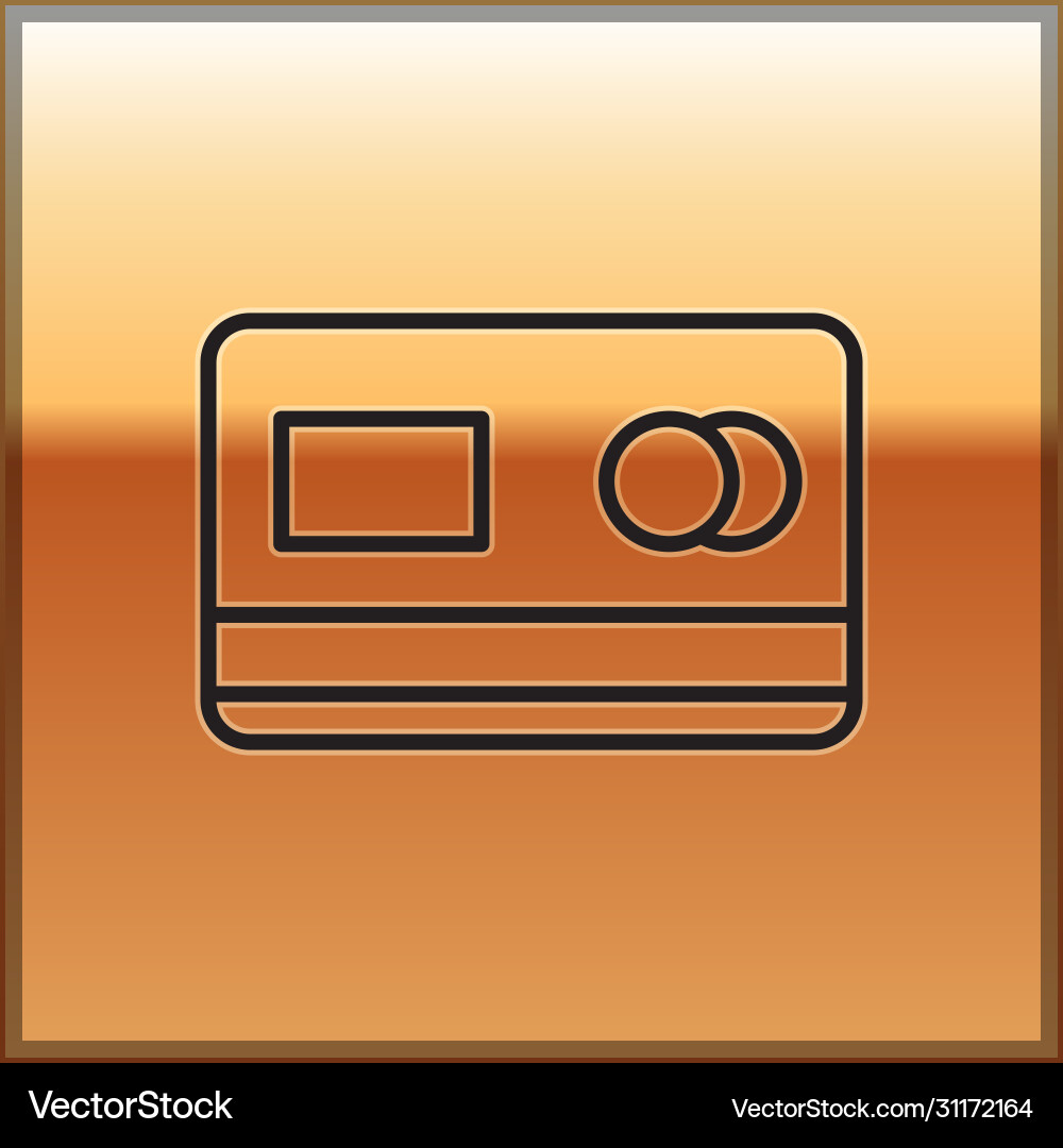 Black line credit card icon isolated on gold Black line credit card icon isolated on gold vector image