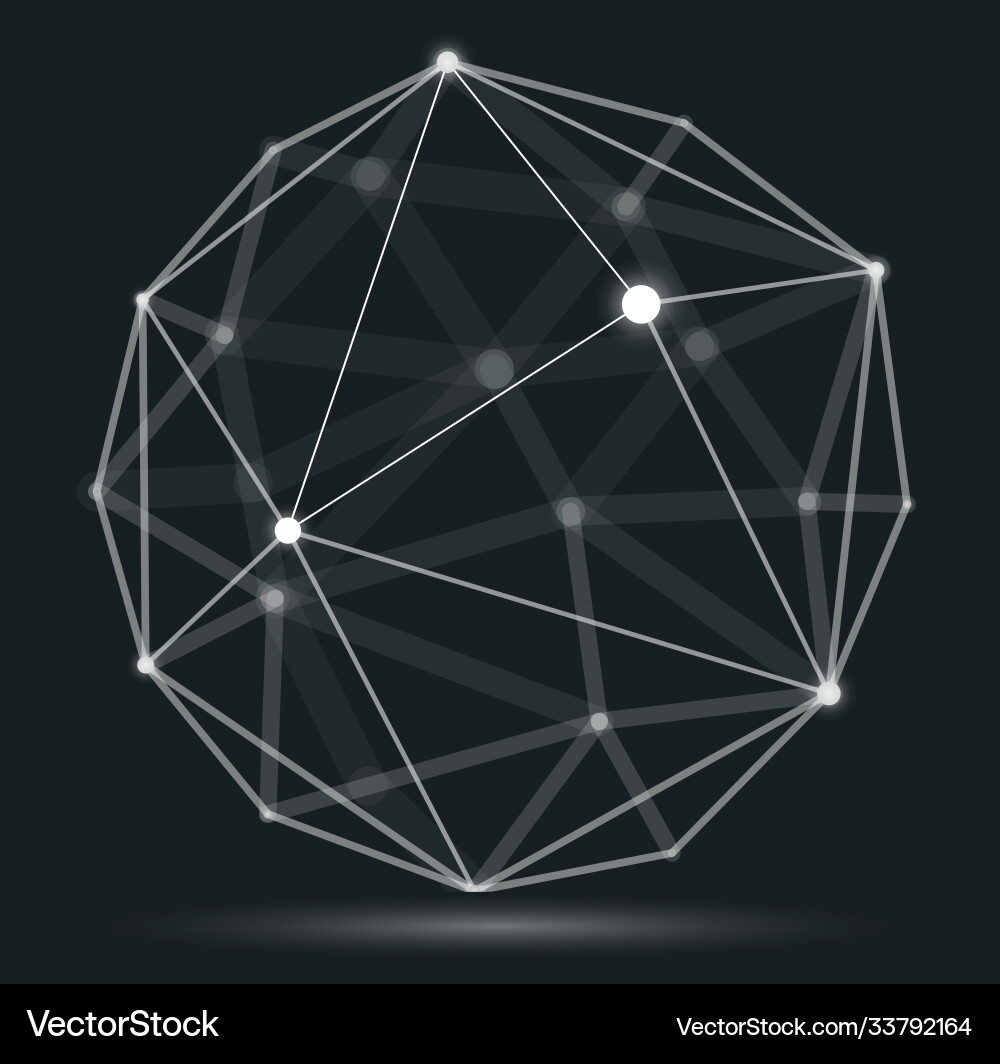 Dimensional lattice mesh abstraction 3d polygonal Vector Image