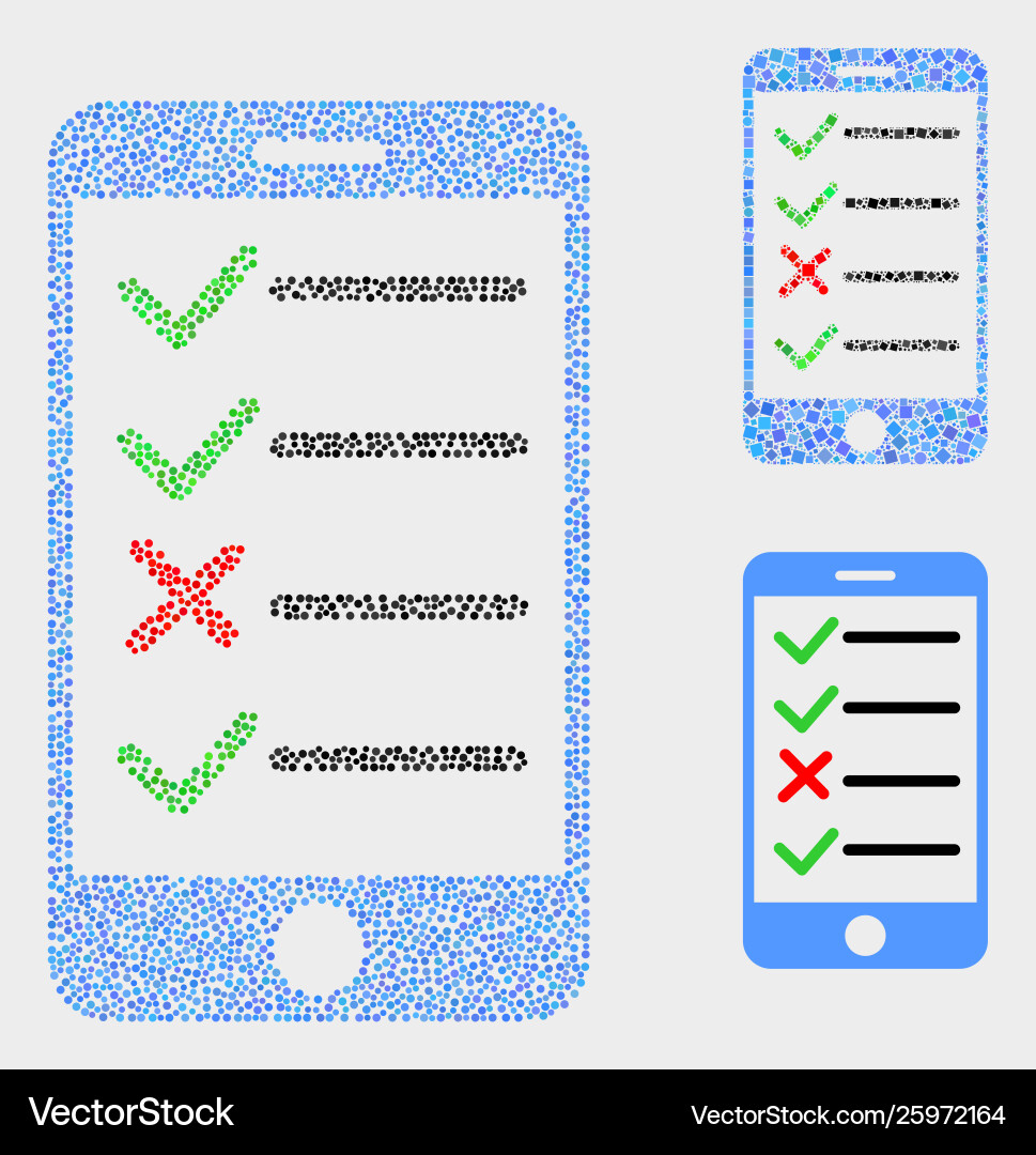 Dotted smartphone task list icons Dotted smartphone task list icons vector image