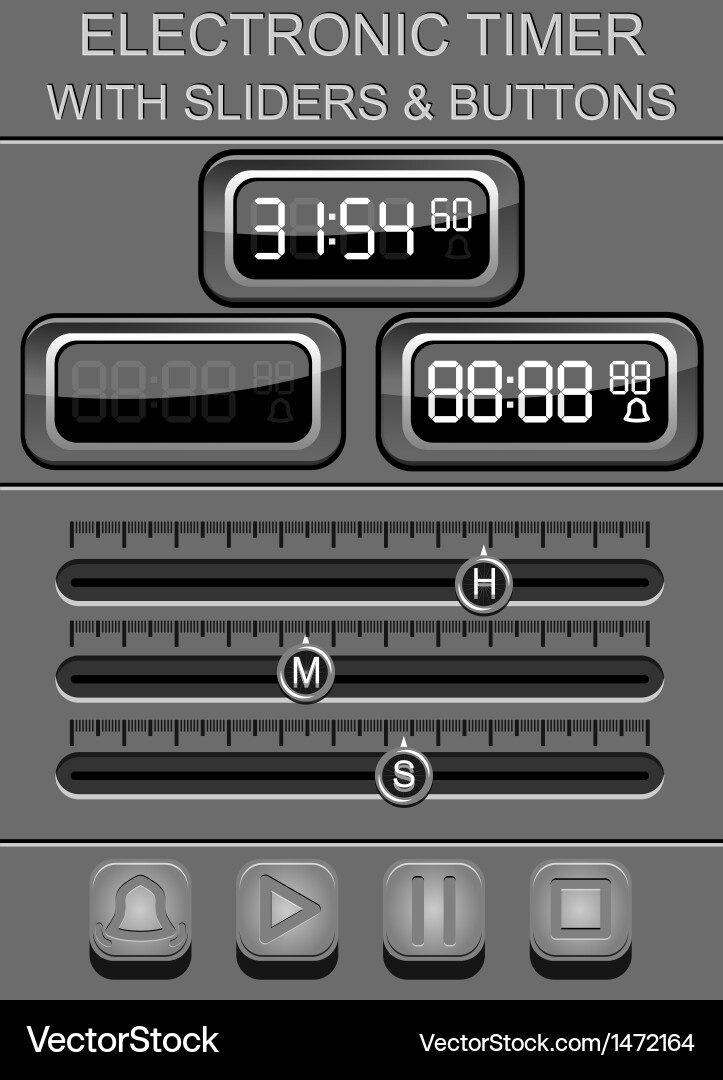 Electronic timer with sliders and buttons vector image