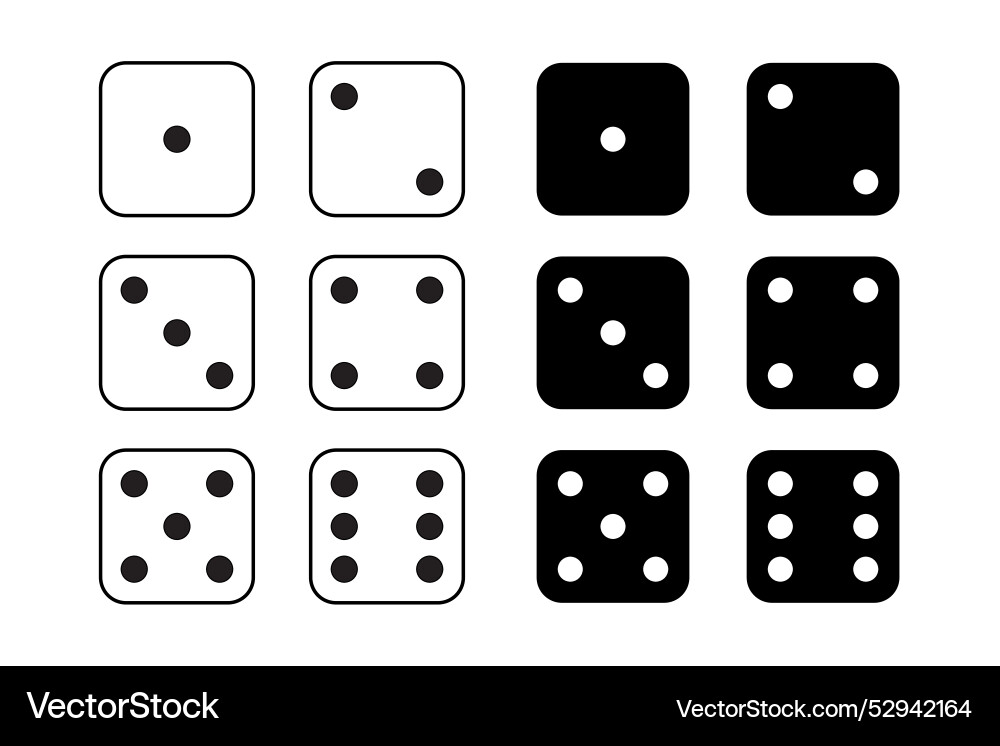 Game dice icon with side of cube from one to six vector image