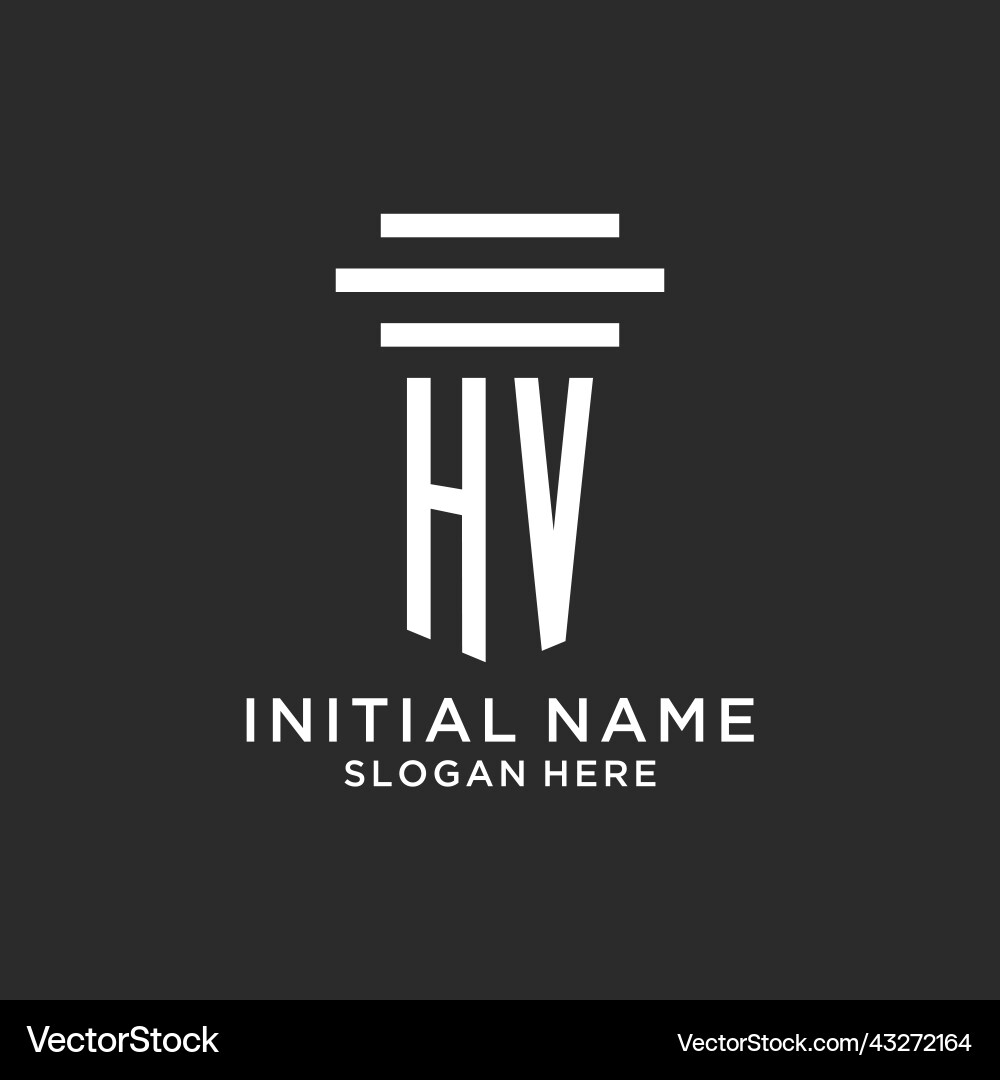 Hv initials with simple pillar logo design Vector Image