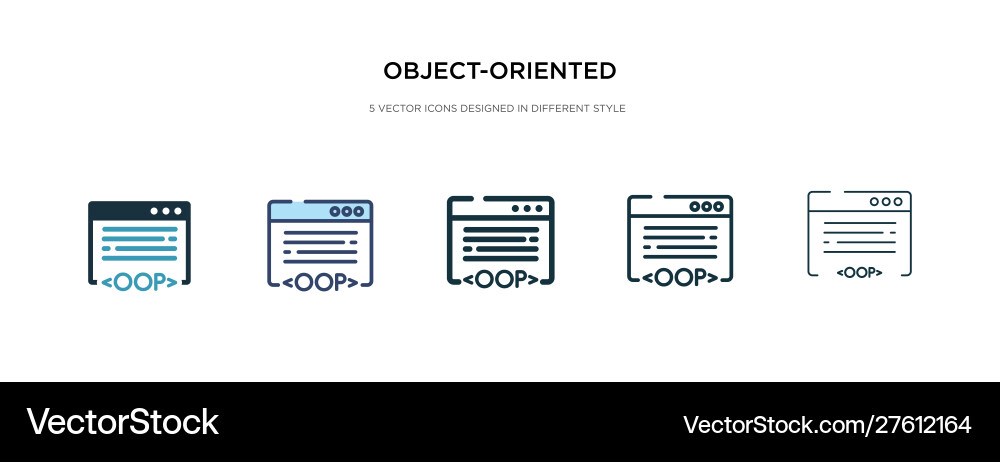 Object-oriented programming icon in different Object-oriented programming icon in different vector image