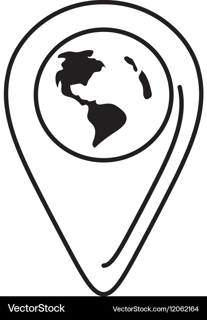 Outline pointer globe map location continent vector image