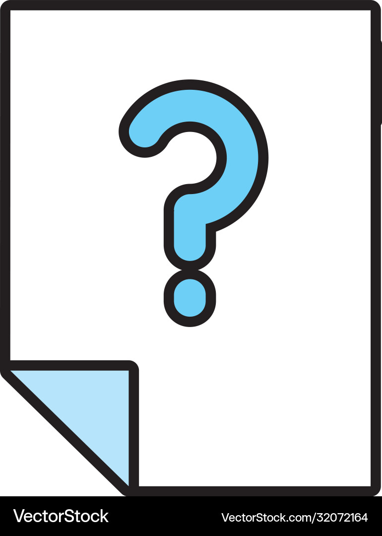 Paper document with question symbol line and fill Vector Image