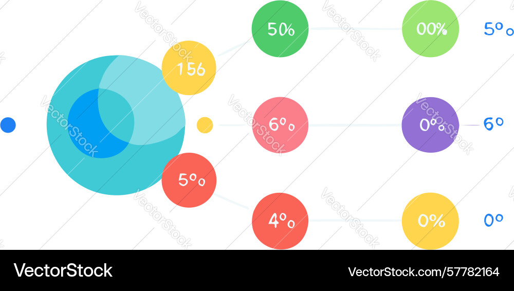 Pie chart with colorful segments symbolizing data vector image