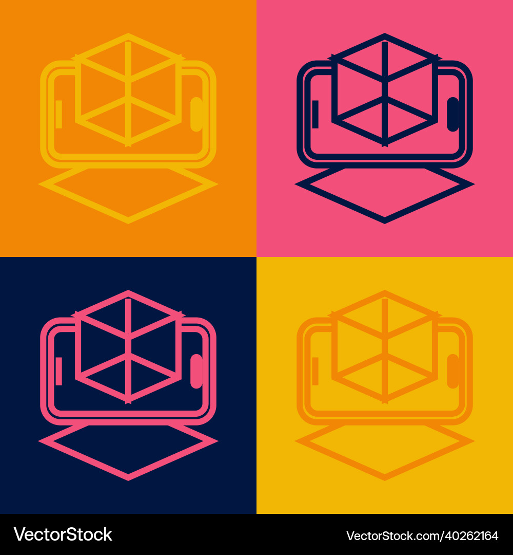 Pop art line 3d modeling icon isolated on color Vector Image