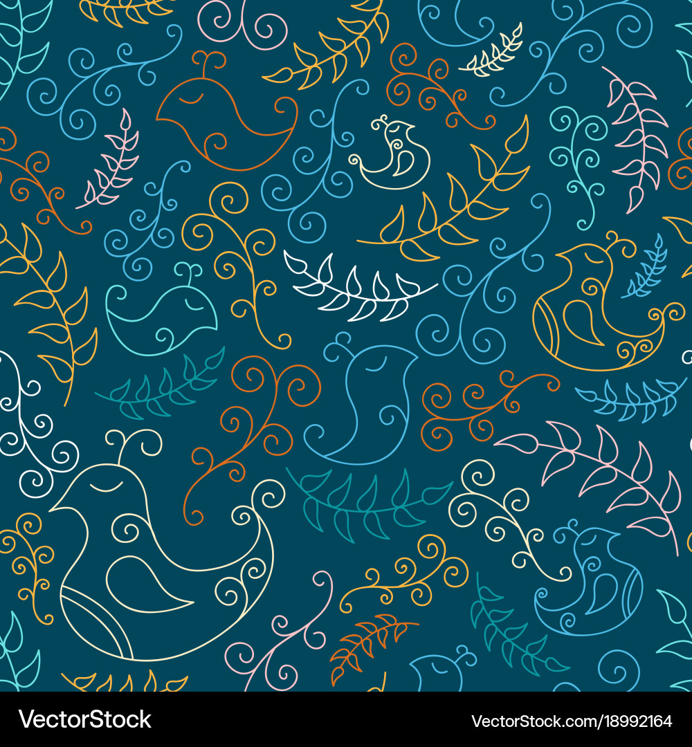 Seamless pattern with spring birds and branches Vector Image