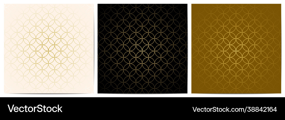 Set geometric pattern gold circle overlapping Set geometric pattern gold circle overlapping vector image
