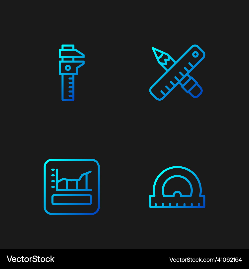 Set line protractor graph schedule chart Set line protractor graph schedule chart vector image