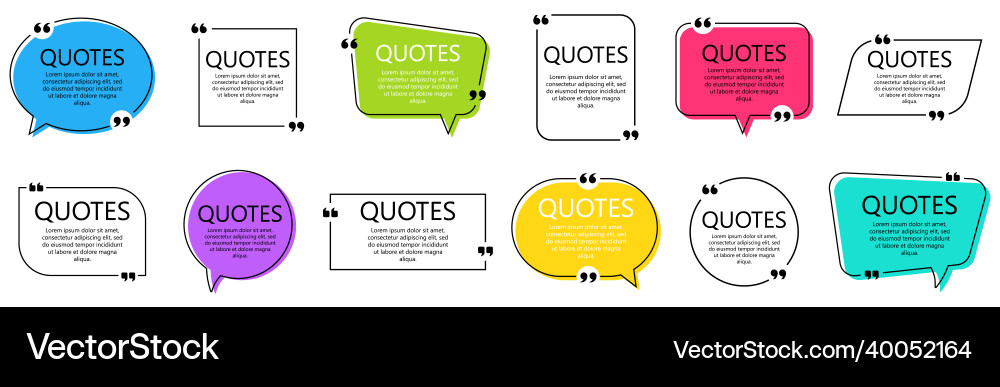 Set of quote frames speech bubbles with quotation Set of quote frames speech bubbles with quotation vector image