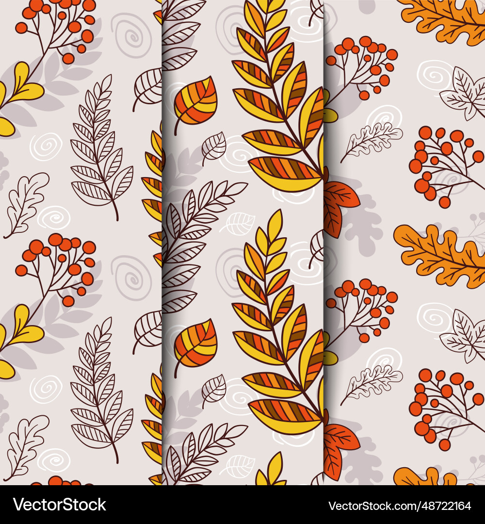 Set of seamless autumn patterns Set of seamless autumn patterns Vector Image