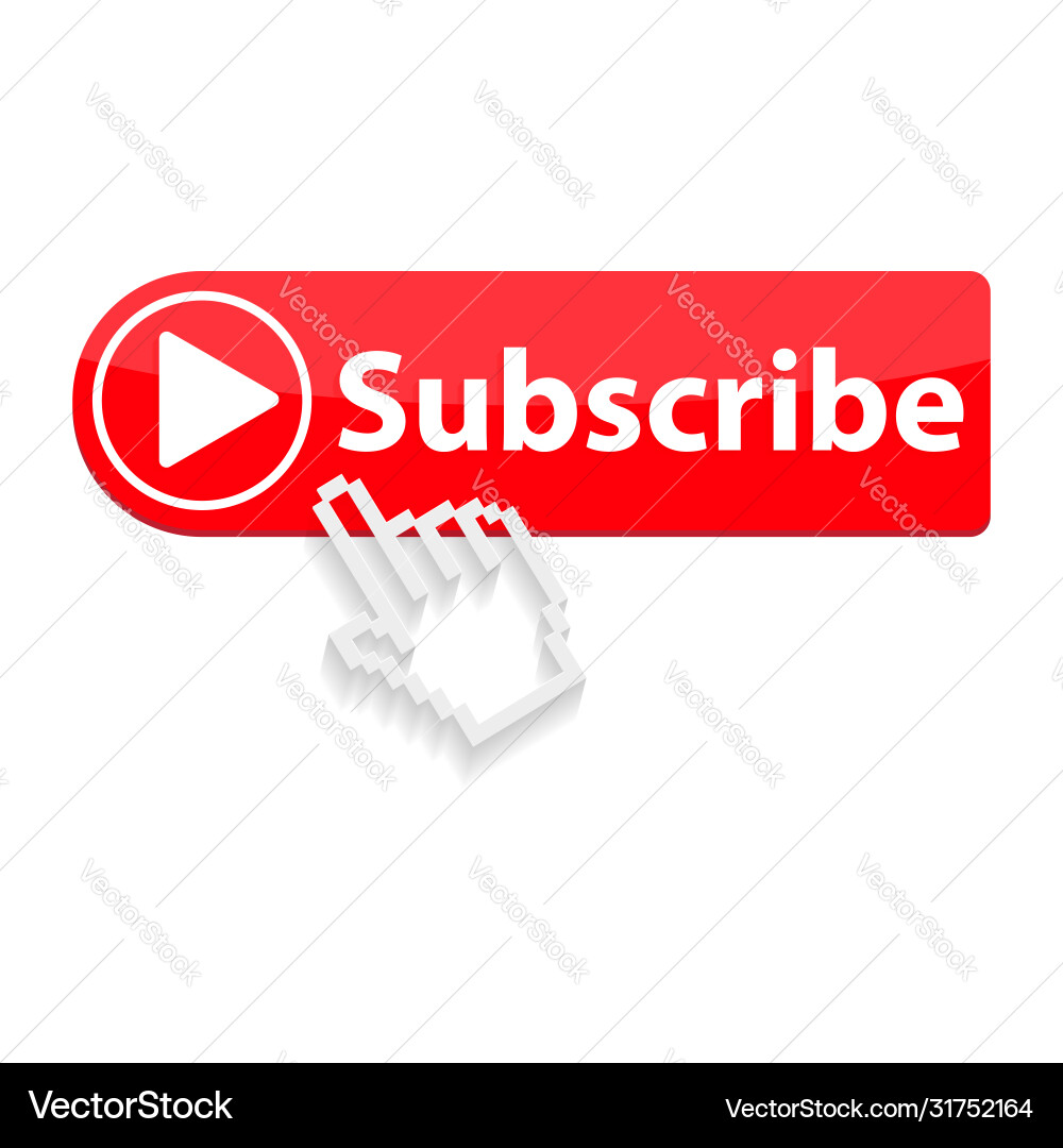 Subscribe red button website element icon Vector Image