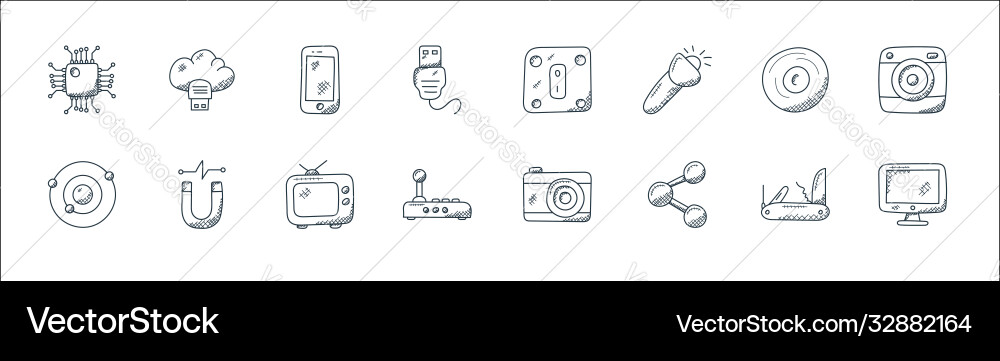 Technology line icons linear set quality Technology line icons linear set quality vector image