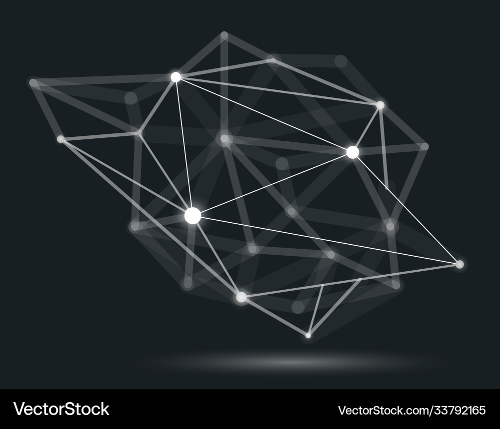 Abstract 3d mesh shape dots connected with lines Vector Image