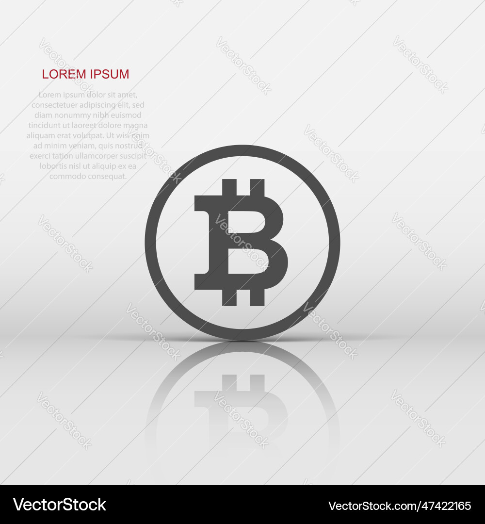 Bitcoin icon in flat style blockchain on white Bitcoin icon in flat style blockchain on white vector image