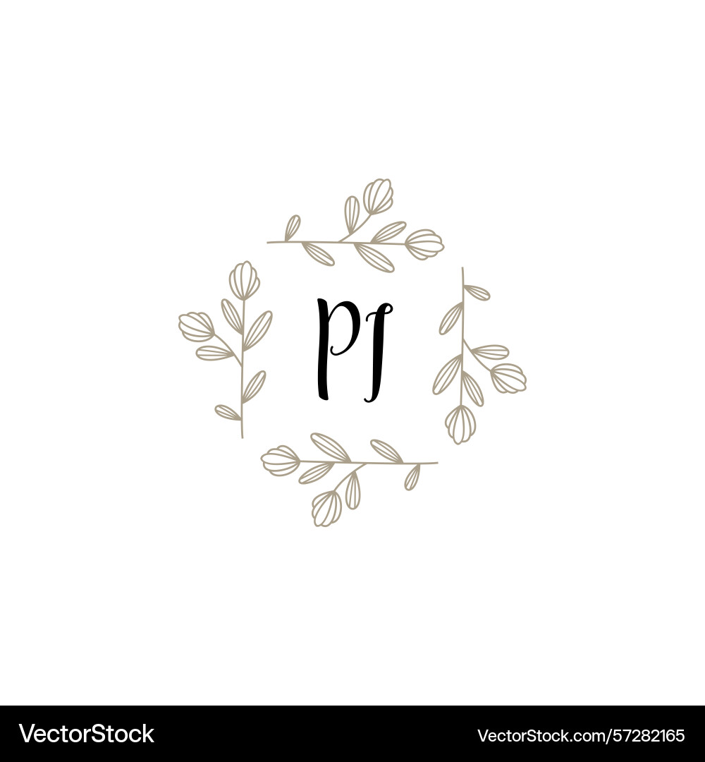 Botanical monogram logos with initial pi Vector Image