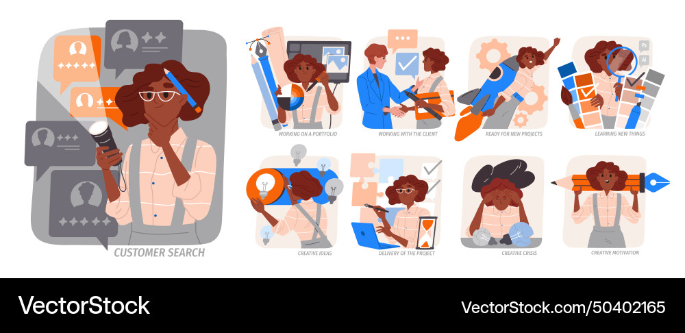 Brainstorming and content creation Brainstorming and content creation vector image
