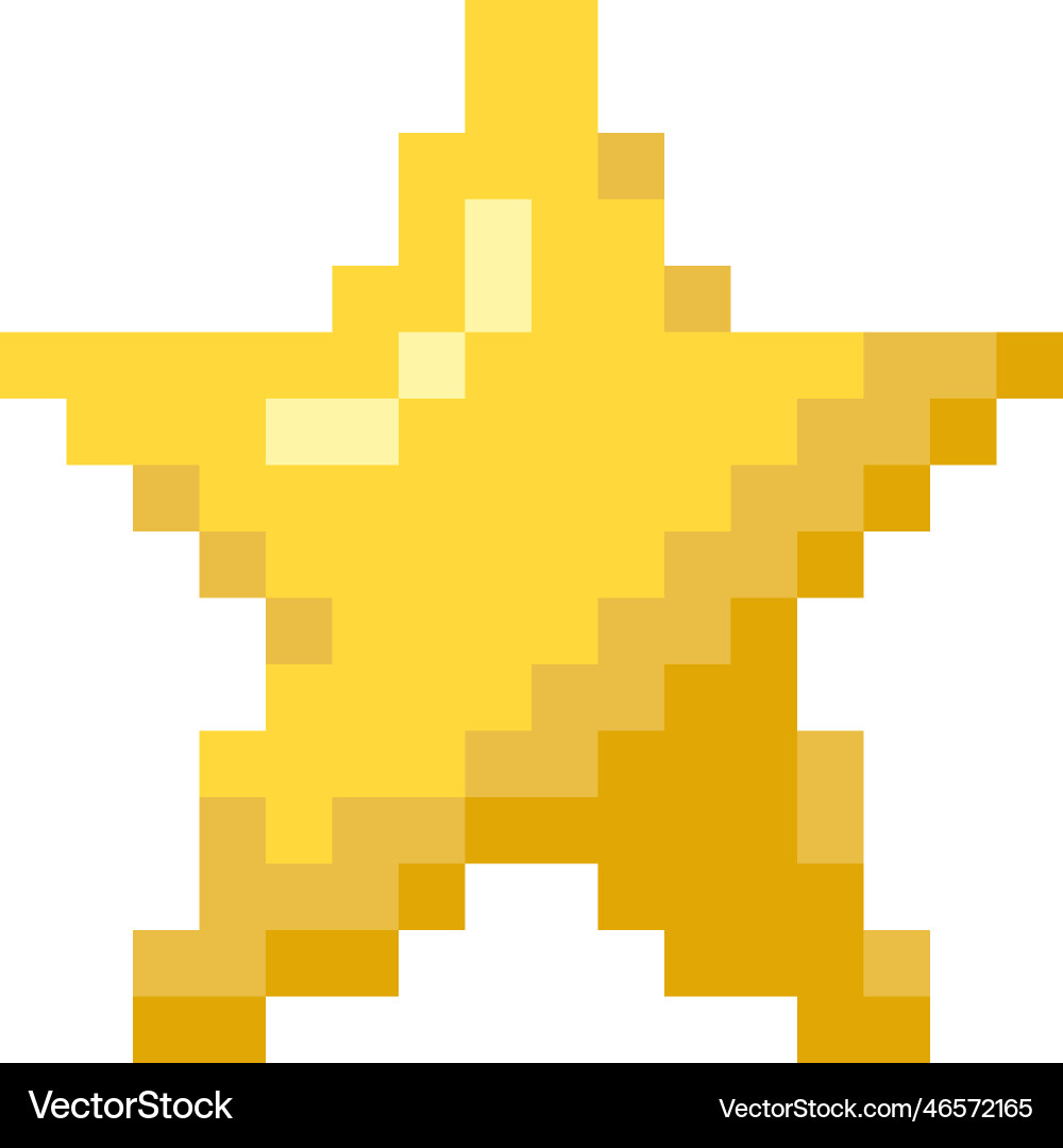 Bright yellow star pixel art retro game style Bright yellow star pixel art retro game style vector image