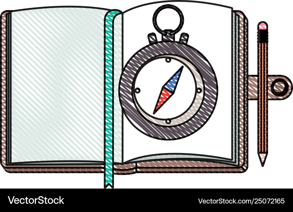 Compass guide with notebook vector image