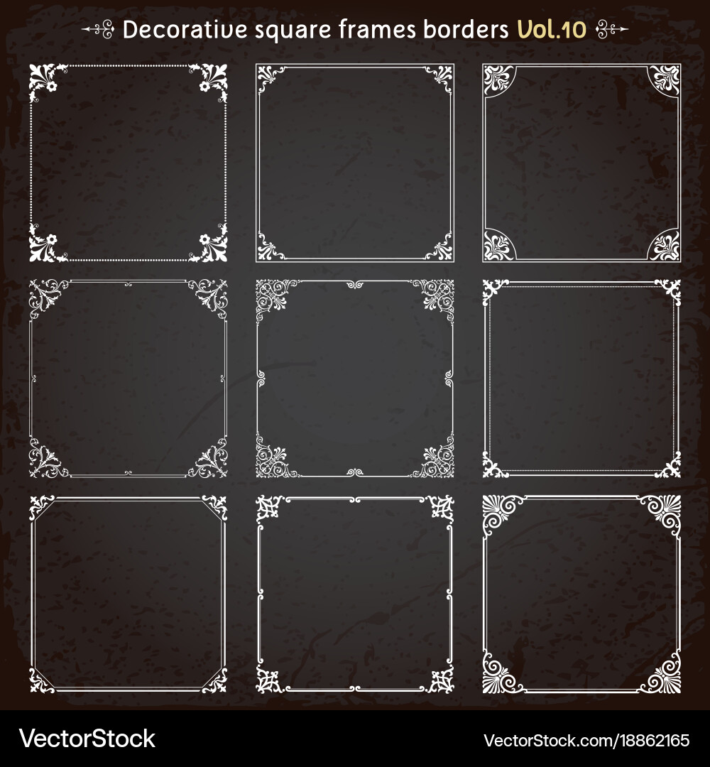 Elegant Square Frames & Borders Set vector image
