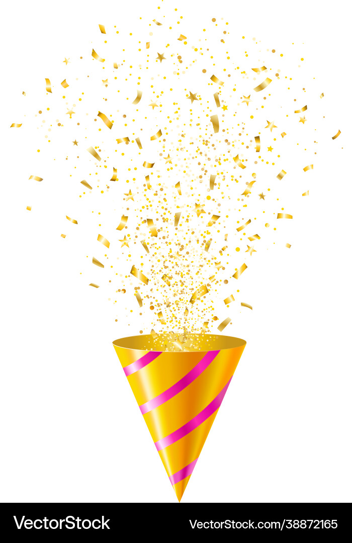 Exploding Party Popper with Confetti vector image
