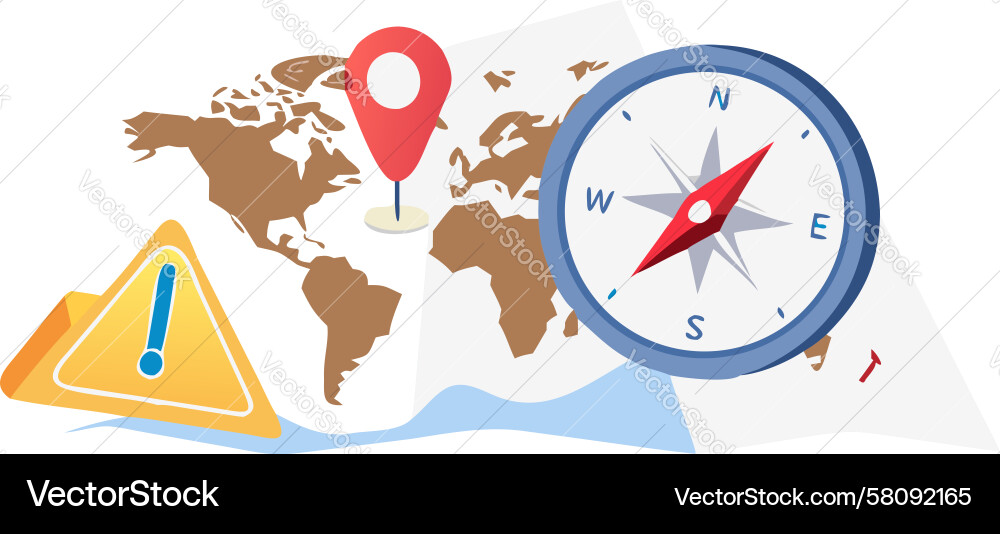 Global Navigation Map with GPS Vector Image