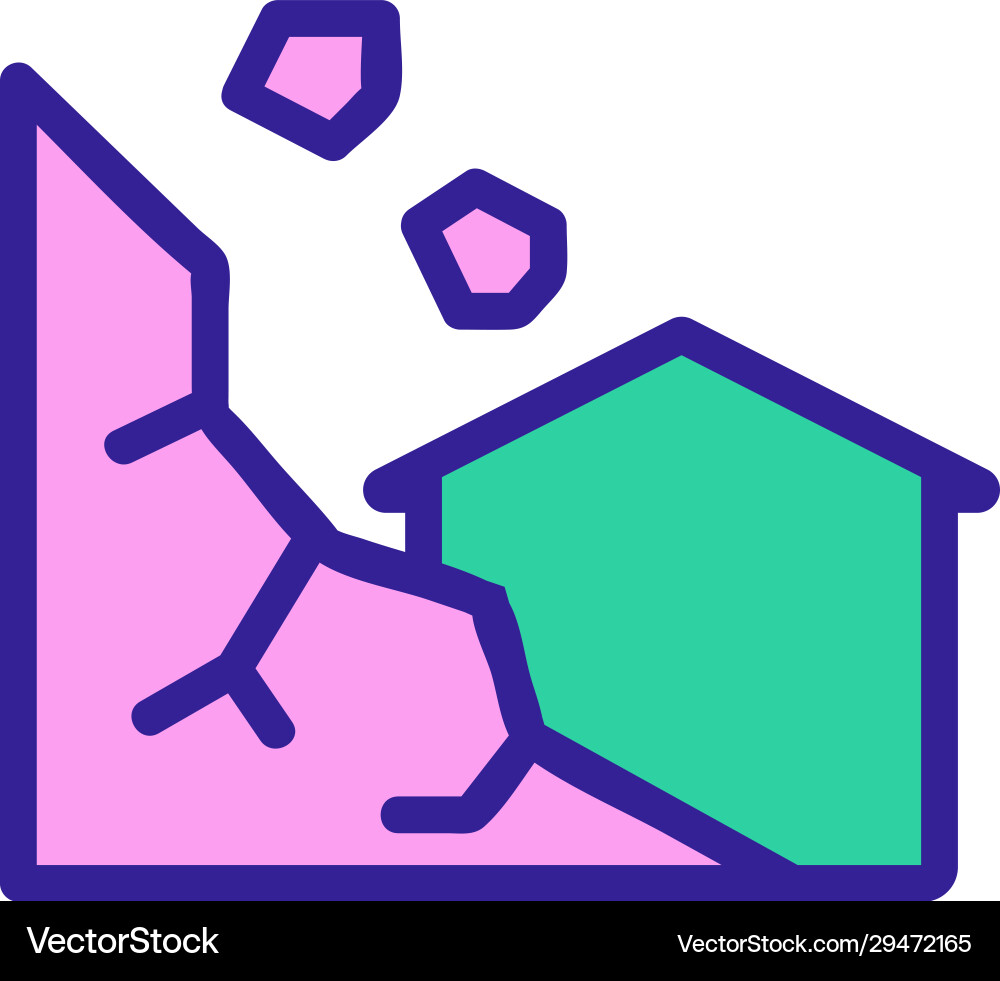 Landslide icon isolated contour symbol Landslide icon isolated contour symbol vector image