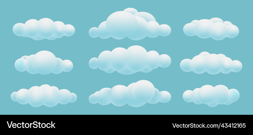 Overcast 3d clouds Royalty Free Vector Image - VectorStock