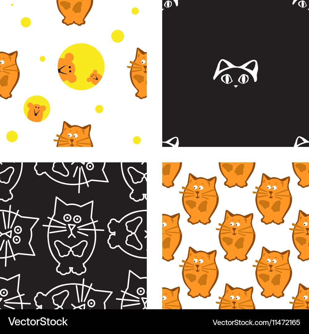Pattern with cat and mouse Vector Image