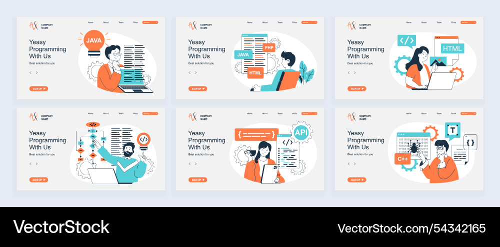Programming concept of landing page with slide Vector Image