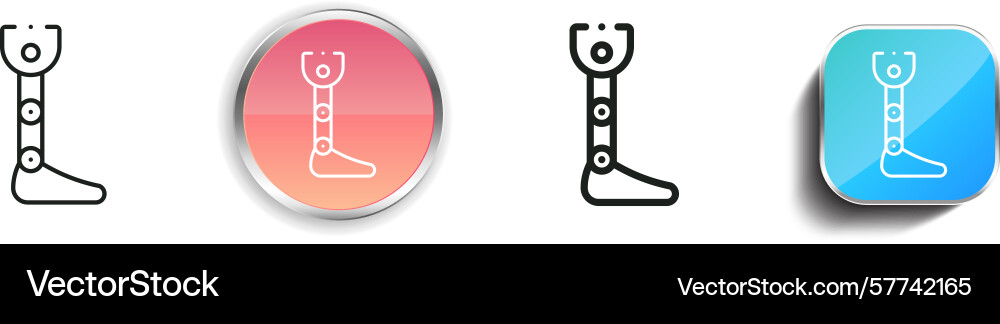 Prosthetic icon thin linear regular and button Prosthetic icon thin linear regular and button vector image