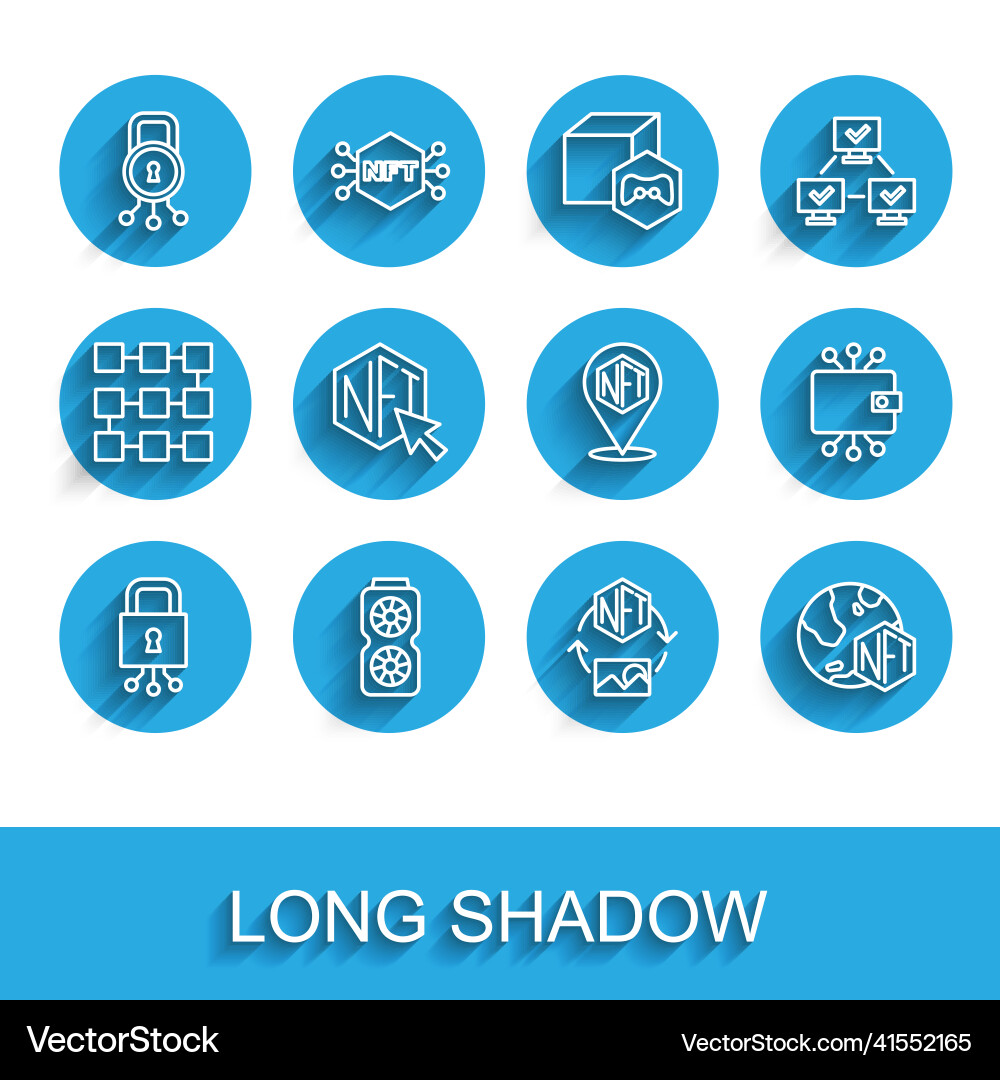 Set line cyber security video graphic card nft Vector Image