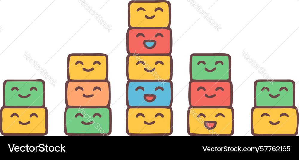 Stacked blocks with varied expressions design Vector Image