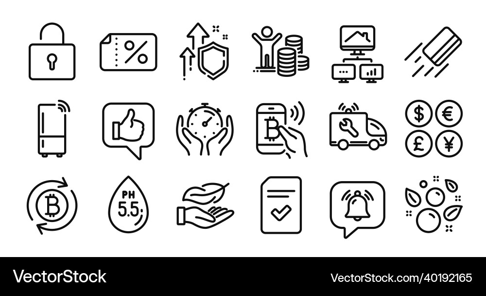 Timer car service and checked file line icons set Timer car service and checked file line icons set vector image