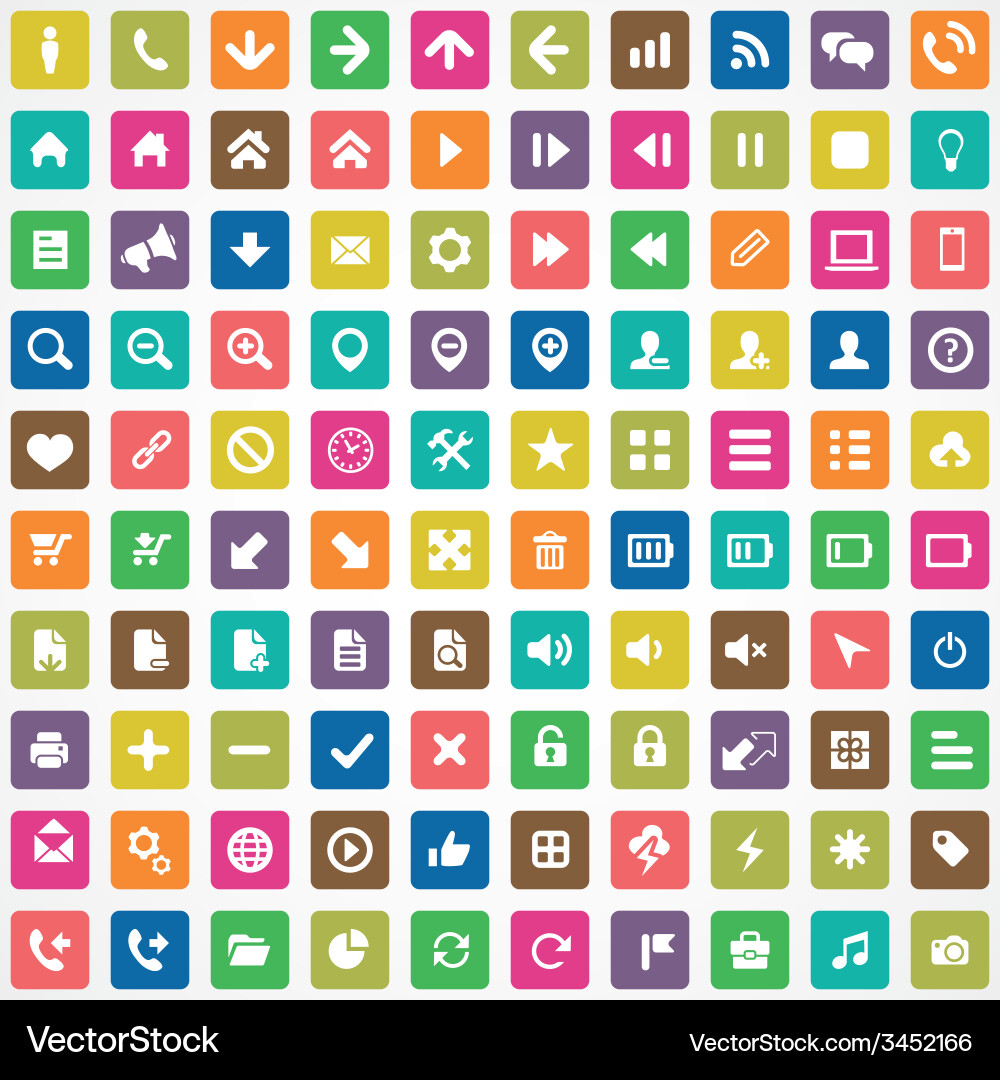 100 ui icons for web and mobile Vector Image
