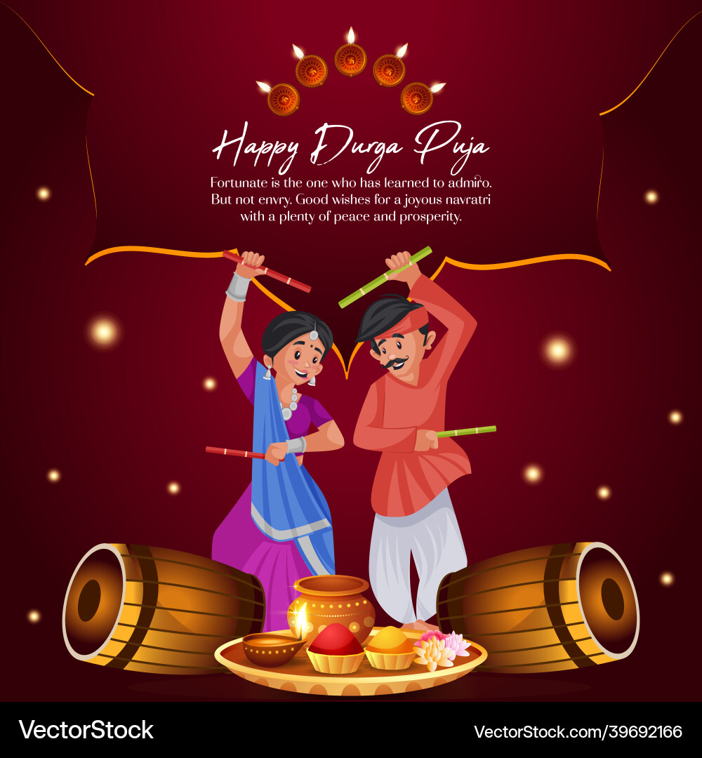 Banner design of happy durga pooja Banner design of happy durga pooja vector image