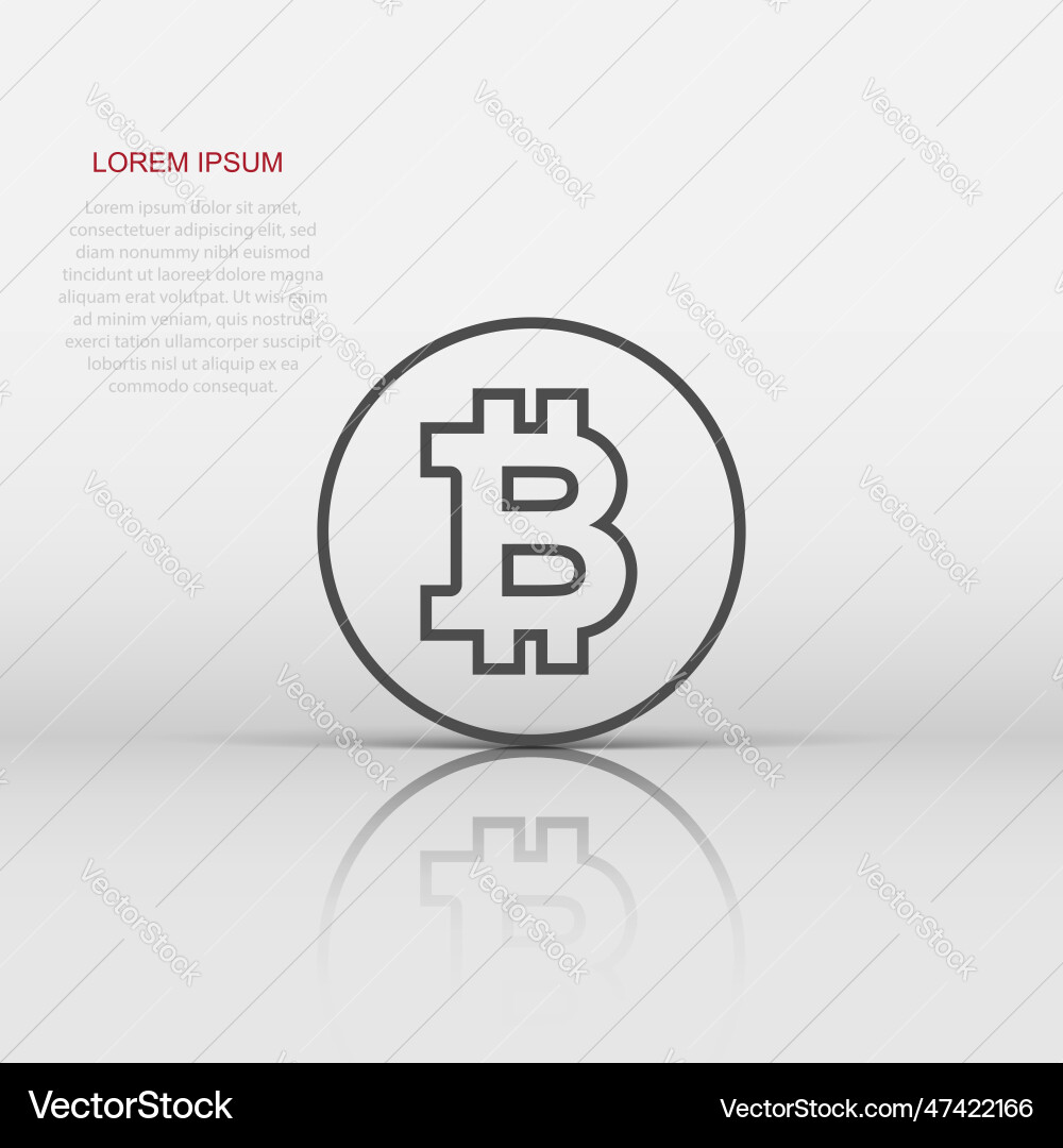 Bitcoin icon in flat style blockchain on white Bitcoin icon in flat style blockchain on white vector image