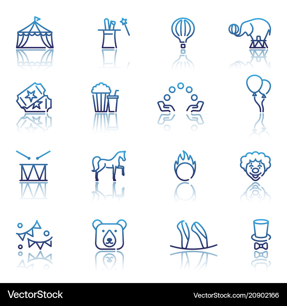 Circus icons set in linear style Circus icons set in linear style vector image