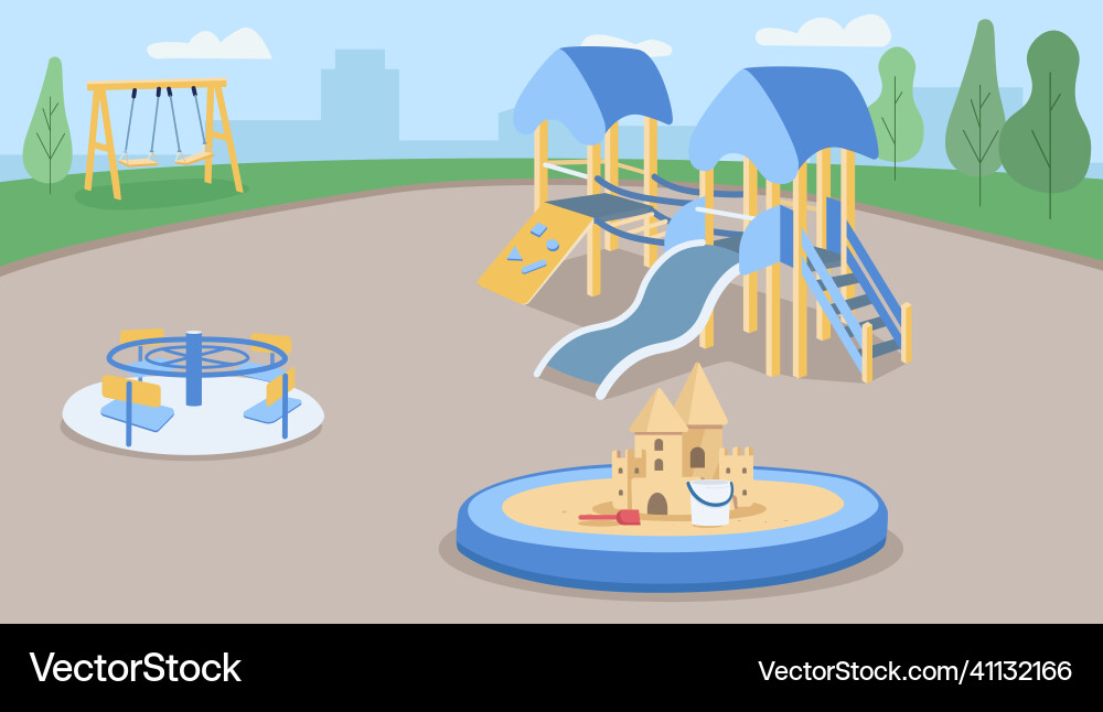 Empty playground flat color Empty playground flat color vector image