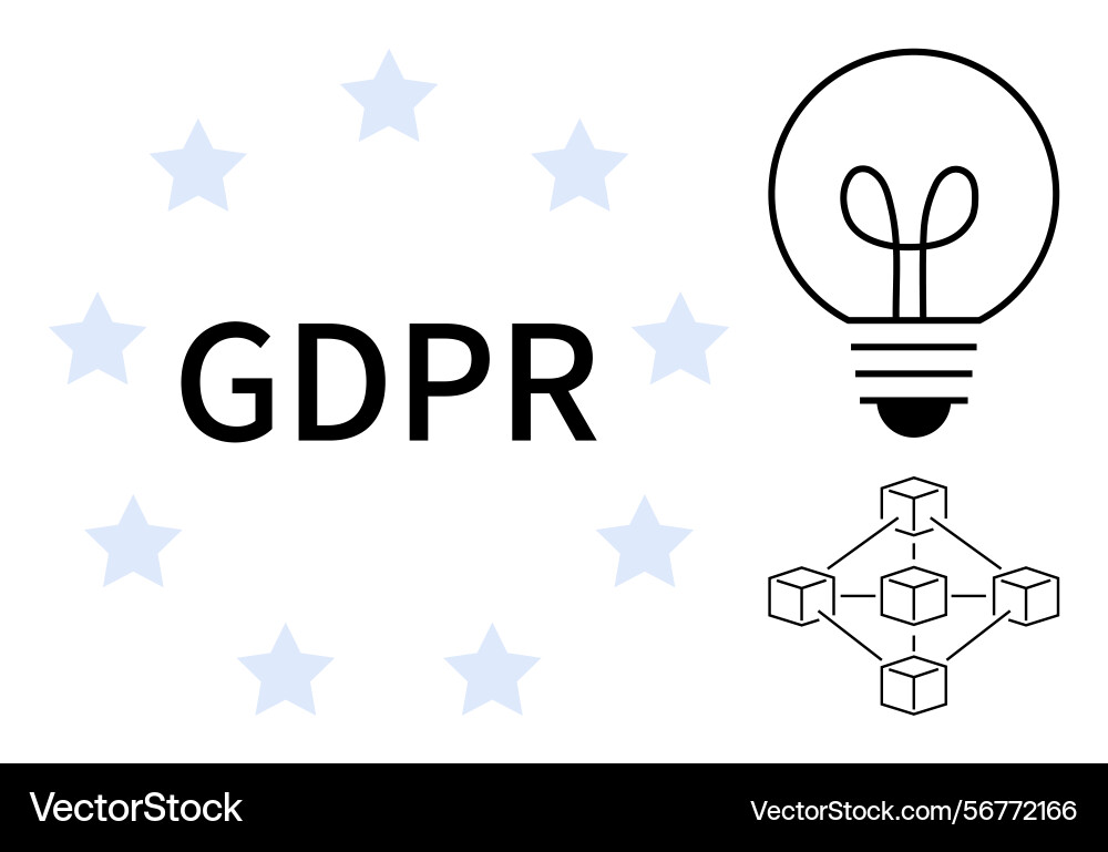 Gdpr concept with light bulb idea and blockchain Gdpr concept with light bulb idea and blockchain vector image