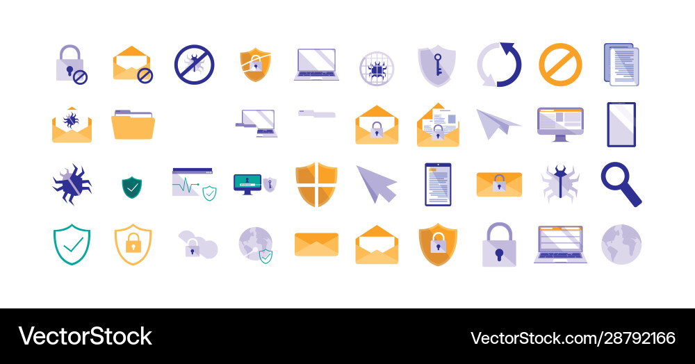 Isolated security system icon set design Vector Image