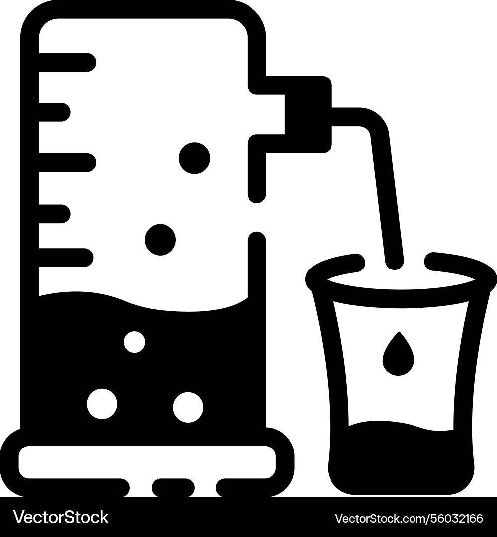 Measuring liquid in a flask linear style icon vector image