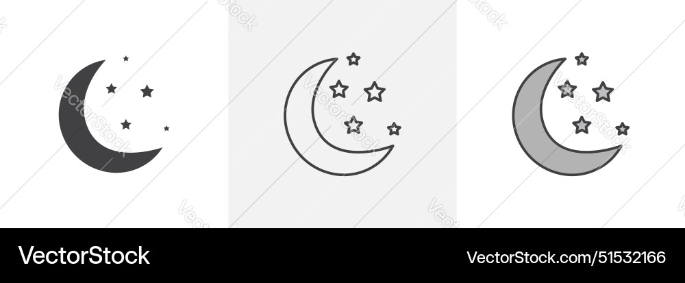 Moon stars icon set night moon with stars symbol Vector Image