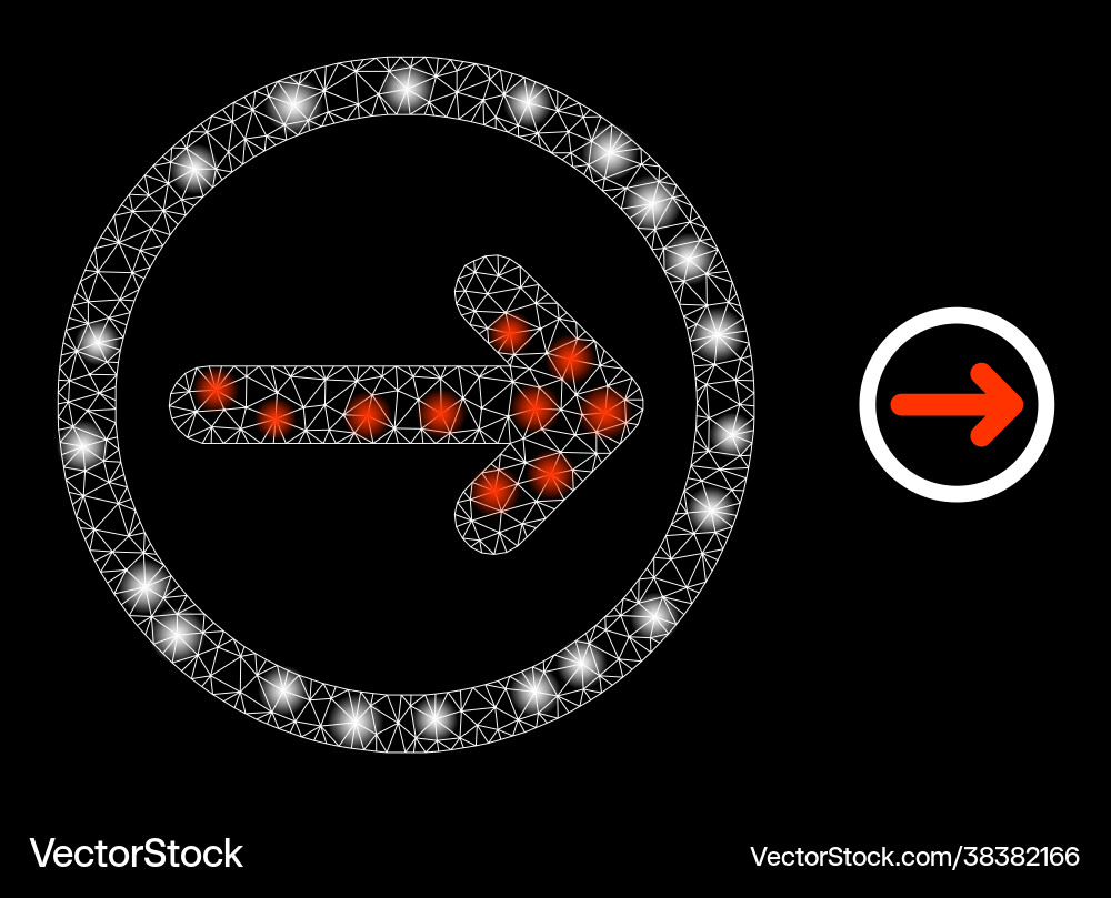 Polygonal network mesh rounded right arrow Polygonal network mesh rounded right arrow Vector Image
